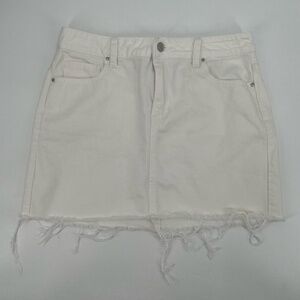 PacSun White Distressed Cut Off Mini Jean Skirt Size 27 Women’s